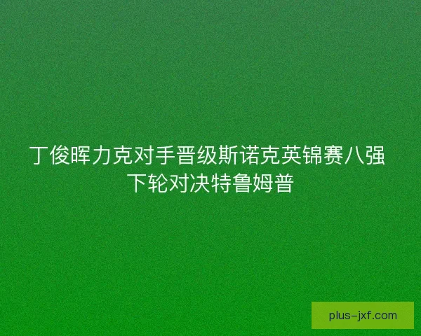 丁俊晖力克对手晋级斯诺克英锦赛八强 下轮对决特鲁姆普
