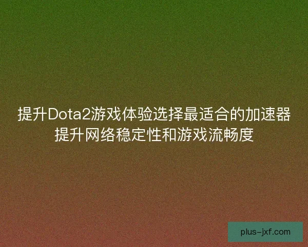 提升Dota2游戏体验选择最适合的加速器提升网络稳定性和游戏流畅度